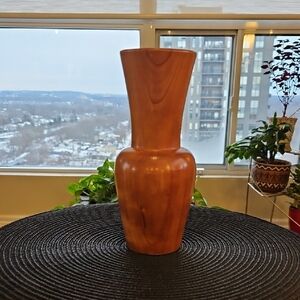 Elegant Brown Wooden Vase - Vintage